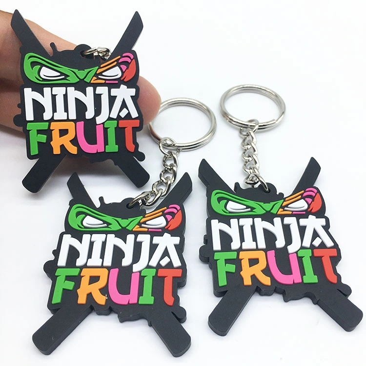 Custom Logo 2D Soft PVC Plastic Keychain Promotions Gift Anime Rubber Key Chain 3D Silicone Rubber Key Ring Rubber PVC Keychain